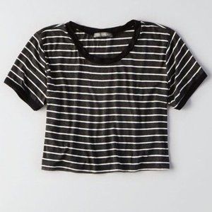 Don't Ask Why Cropped Striped Ringer Tee